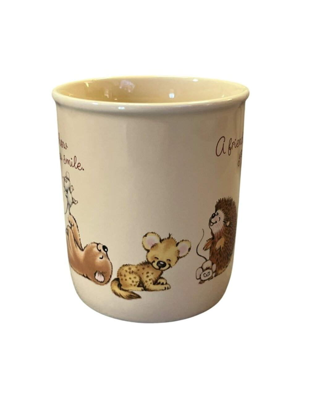Vintage Hallmark Mug Mates Coffee Mug Used Japan Animal Friendship Quote Smaller - Picture 2 of 12